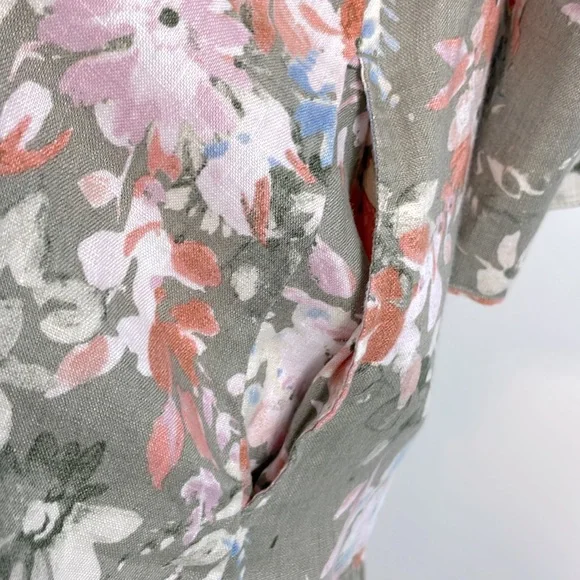 J. Jill Love Linen Caraway Fresh Bloom Ruffle Hem Dress. Size Medium Petite. - Picture 6 of 15